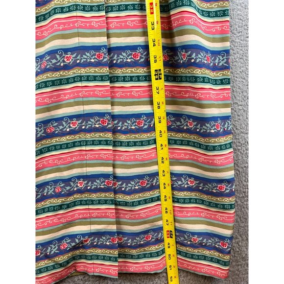 Vintage Talbots 100% Silk Button Up Dress Pink Blue Striped Floral size 8 - Picture 11 of 13